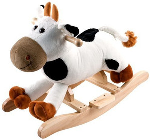 Happy Trails Plush Rocking Connie Cow With Sounds White/Brown