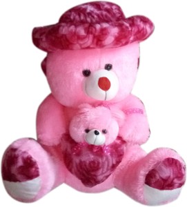 S S Mart 3 Feet Pink Mother Baby Teddy Bear  - 90 cm