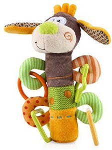 Nuby Plush Squeeze N' Squeak Character With Squeaker And Rattle