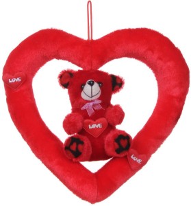 Deals India Deals India Cute Red Love Teddy in Heart Ring Stuffed soft plush toy Love Girl - 40cm  - 40 cm