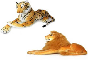 S S Mart Combo pack of Two Lion & Tiger Soft toy - 32 cm