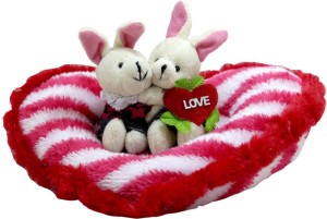 Tickles Couple Rabbit Spending Time Sitting In Beautiful Heart Valentine  - 25 cm