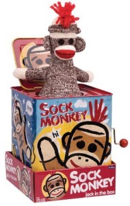 Schylling Sock Monkey Jack in the Box  - 3.5 inch