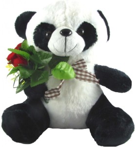 Tickles Cute Panda with Rose  - 26 cm