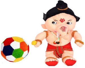 VRV Soft Toy Combo of Ganesha and Multicolour Ball 30 cm Soft