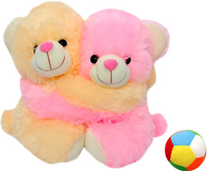 Saugat Traders Couple Teddy Bear with Soft Ball - 8 Inch