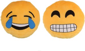 Deals India Deals India Grinning Face With Smiling Eyesand Laughing Tears Smiley Cushion(SmileyG&H) (Set of 2)  - 35 cm