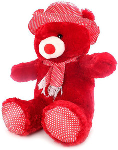 Versatile Bazaar Stuffed Red Cap Teddy Bear - 25 cm