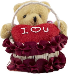 Tickles Basket Teddy with Heart  - 8 cm