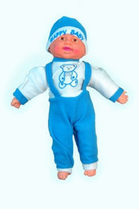 Cuddles Collections Musical Happy Baby Boy Laughing 55 Blue - 55 cm