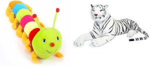 Deals India Deals India white tiger (32 Cm) and Caterpillar 55 cm (set of 2)  - 32 cm