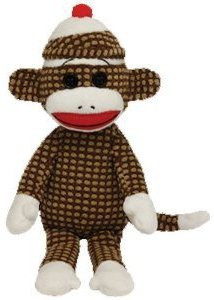 TY Beanie Babies Sock Monkey Brown Quilted Plush