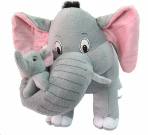 Creative India Exports Mother Elephant With Baby Stuffed Soft Plush Toy - 30 cm
