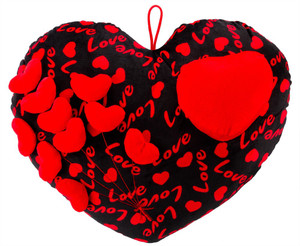 ToynJoy Fancy Black & Red Heart Cushion for Valentine’s with Multihearts attached - 20 inch