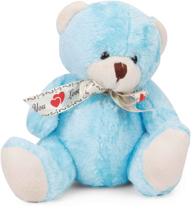 Starwalk Bear Plush Baby Blue Colour With Love You Ribbon - 20 cm