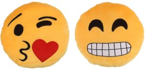Deals India Deals India Face throwing a kiss and Grinning Face With Smiling Eyes Smiley Cushion(SmileyF&G) (Set of 2)  - 35 cm