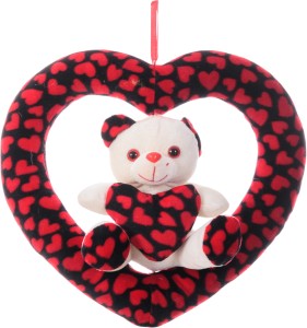 Joy Mart Heart shape teddy bear with hanging heart special for valentine gift  - 28 cm