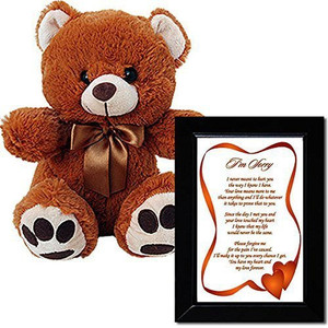 Poetry Gifts Im Sorry Love Poem and Plush Teddy Bear - Sorry Gift for Him or Her in Black Frame with 10 Inch - 24 inch