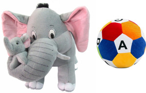 MGPLifestyle Multicolor Combo of Mother Elephant & ABCD Ball - 10 cm