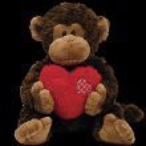 Ty Classic Hartwell Monkey Holding Heart Plush