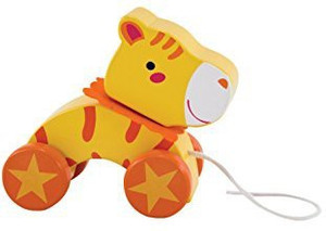 Rich Frog Wooden Pull Tiger