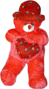 S S Mart Large Red Standing Teddy Bear with Cap 3 feet - 90 cm