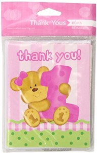 Creative Converting Bears First Birthday Thank You Notespink8 Count
