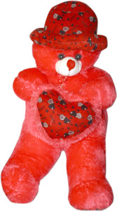 S S Mart Red Teddy Bear with fancy cap soft Toy - 40 cm