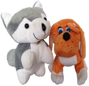 Chinmayi High Quality Adorable Combo Small Bull Dog And Wolf Soft Toy - 20 cm