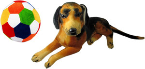 Alexus Sitting Dog And Football - 32 cm