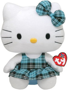 TY Beanie Babies Hello KitAqua Plaid (Medium)