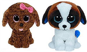 Ty Duke & Maddie Beanie Boos Dogs Set of 2 Plush Toys (New) 6 - 25 inch