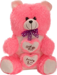 Kashish Trading Company KTC Pink Fur Heart Teddy Bear - 14 inch