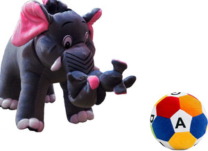 Swastikunj Multicolor Combo Of Mother Elephant With Abcd Ball(10 cm) - 10 cm