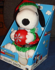 Gemmy Peanuts Musical Animated Plush Snoopy Santa