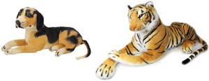 MGPLifestyle Multicolor Combo of Stuffed Sitting Dog & Tiger - 10 cm