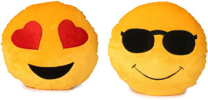 Deals India Deals India Heart Eyes Smiley and cool dude smiley Cushion - 35 cm(smiley1&2)Set of 2 - 35 cm