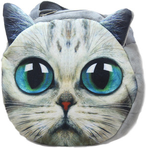 Tickles Cat Face Print Hand Purse Bag - 21 cm