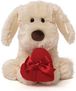Gund Valentine'S Cutesy White Dog Holding Red Heart
