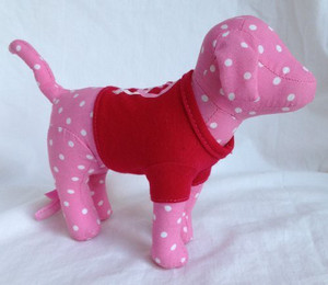 Victoria's Sectret Pink Polka Dot Dog in Red Peace & Heart Shirt - 25 inch