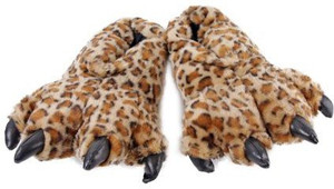Wishpets Furry Leopard Animal Slippers (Brown/Tan)