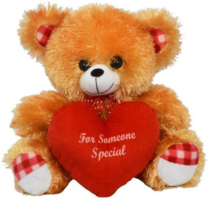 FunnyLand Teddy Bear Brown Fur With Heart Cpation For Someone Special 25cm - 25 cm
