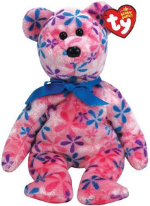 Ty Beanie Babies Funky Flower Print Bear (Pink)