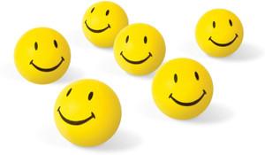 VRV Soft Toys Smiley Face Squeeze Ball Set Of 6 - 8 cm