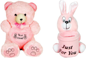 Gungun Toys Jumbo Teddy Bear & Pink Rabbit Pen Stand - 30 inch