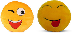 Deals India Deals India Soft WINK Smiley and Tougue out Smiley Cushion - 35 cm(smiley4&C)Set of 2 - 35 cm