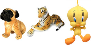 MGPLifestyle Multicolor Combo of Pug Dog, Tiger & Tweety - 10 cm