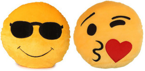 Deals India Deals India Soft COOL Dude and Face throwing a kiss Smiley cushion - 35 cm(Smiley2&F)(Set of 2) - 35 cm