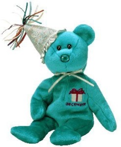 TY~BIRTHDAY BEARS 1 X TY December Birthday Bear with Hat Beanie Baby [Toy]  - 25 inch