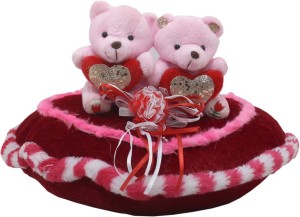 Tickles Couple Teddy Sitting On Heart Valentine  - 28 cm